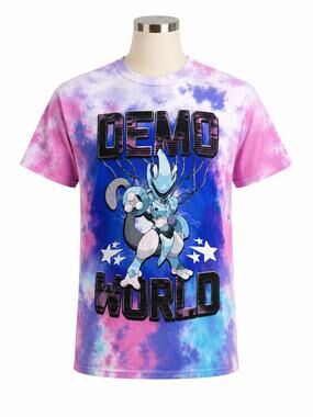 Demo World Mewtwo Pokemon Tie Dye Graphic T-Shirt - Y2K Anime - Size S